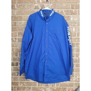 Wrangler George Strait Collection Logo Royal Blue Long Sleeve Button Down, Mens